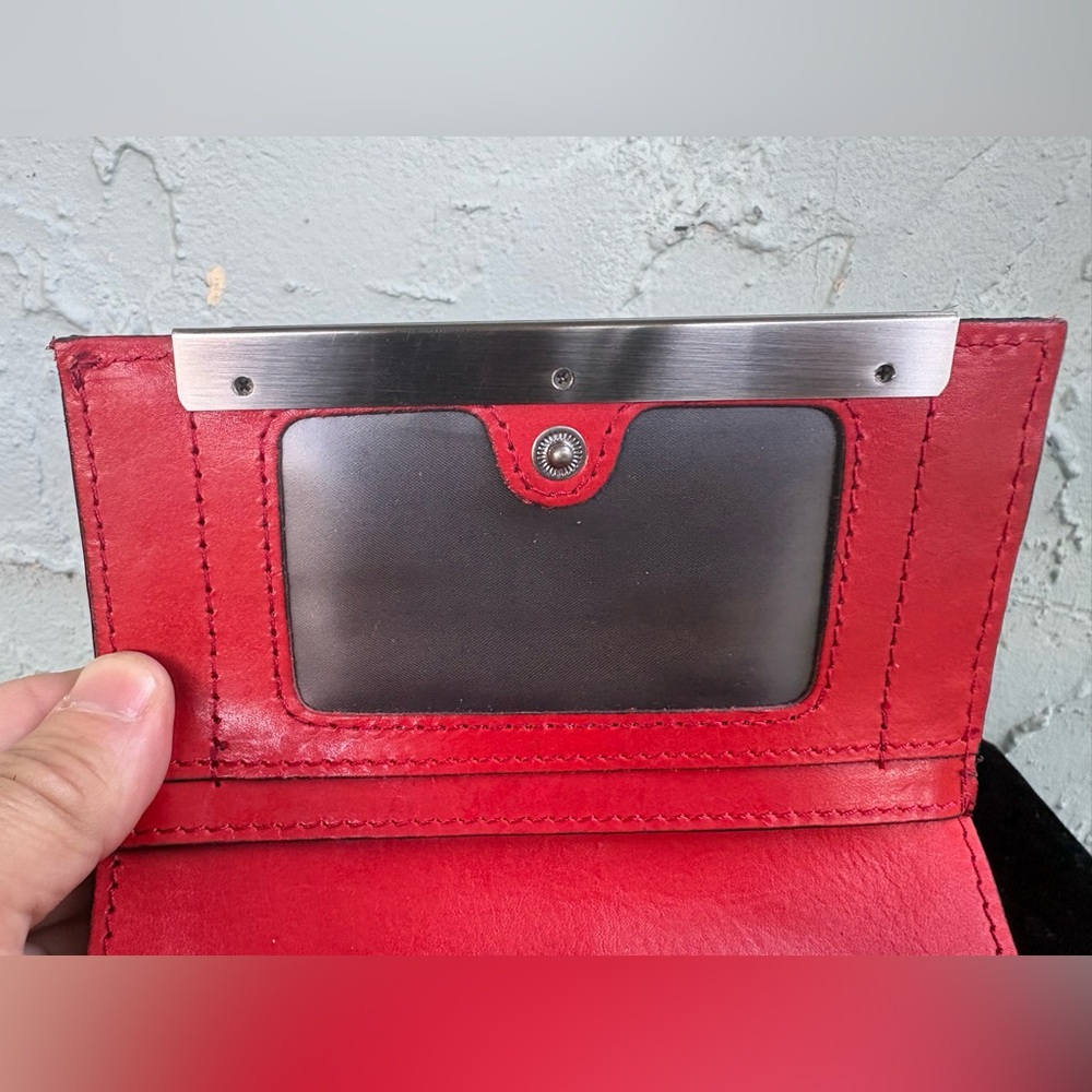 Patricia Nash Red Tooled Leather Wallet Floral Embossed Bifold - Picture 7 of 8